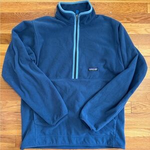 Patagonia Men's Blue Synchilla Half-Zip Fleece with Light Blue Trim Size M